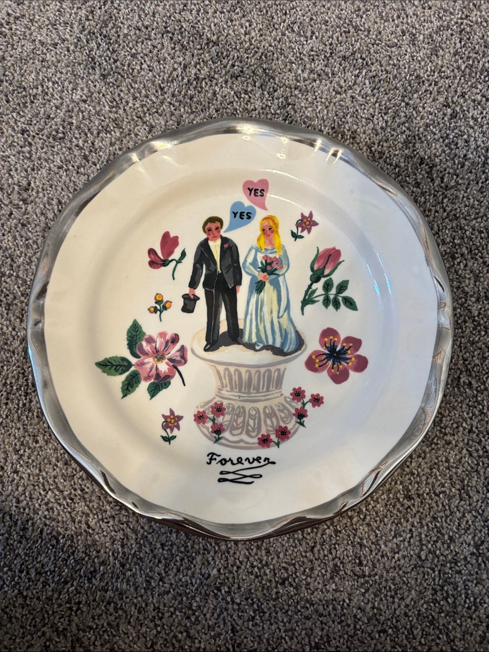 Anthropologie Cream Ceramic Decorative Plate